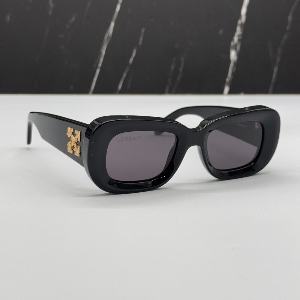 NEW OFF-WHITE CARRARA 007 BLACK OVAL UNISEX SUNGLASSES OFF-WHITE CARRARA - Picture 4 of 13